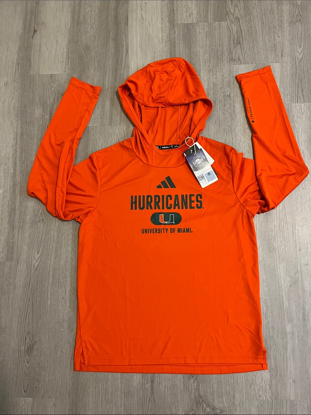 adidas Orange University of Miami Hurricanes Hooded Training Top